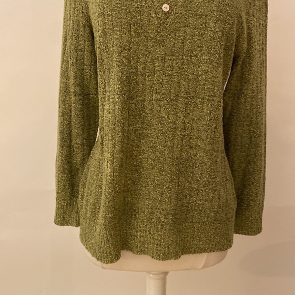 Sage Green Cross V-Neck Sweater Size 12 #367 - Picture 2 of 13